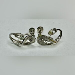 Vintage Art Noveau Marked Sterling Screw back Earrings